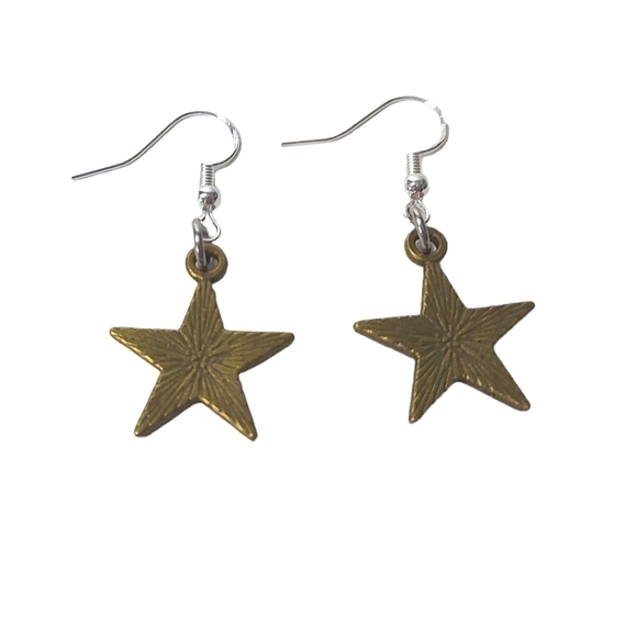 Bronze Tone Celestial Star Earrings - Picture 3 of 3